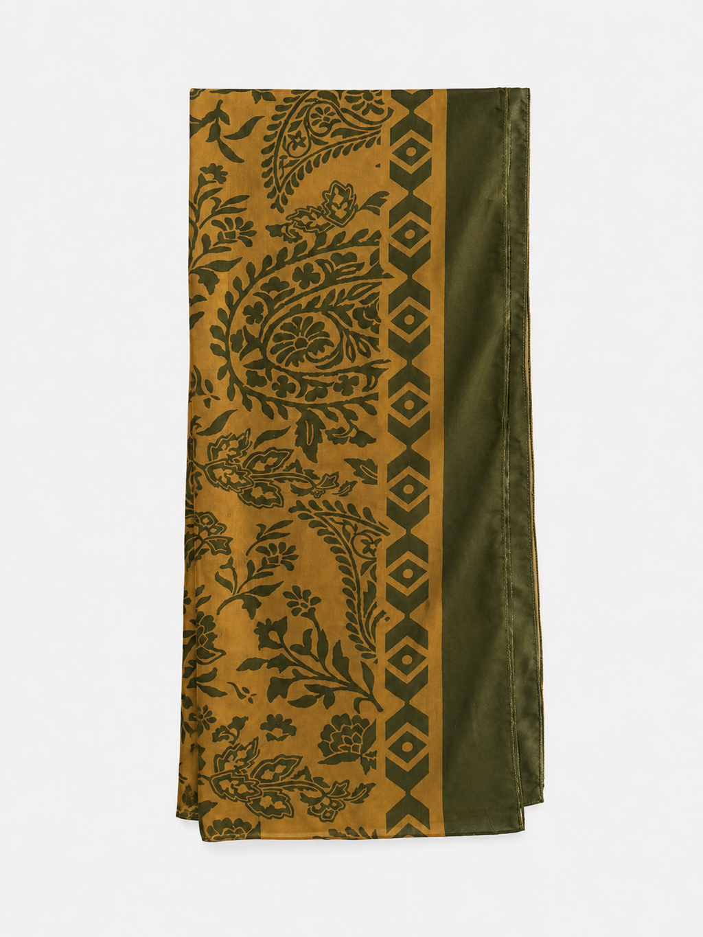 Folded mustard and olive printed dupatta from BACTRA three-piece suit